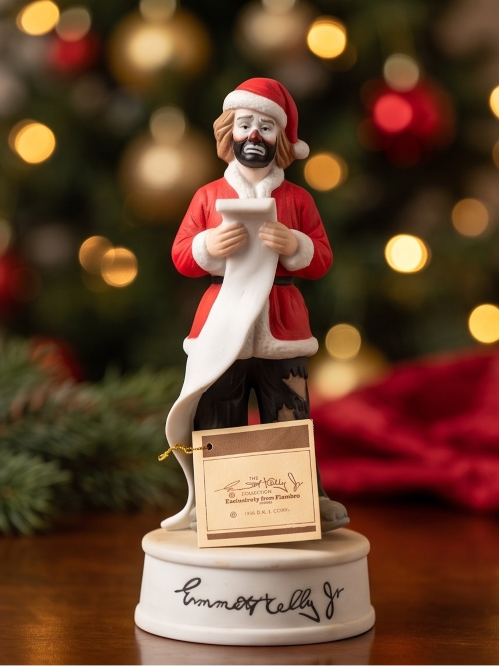 Emmett Kelly Jr musical Santa figurine highly collectible